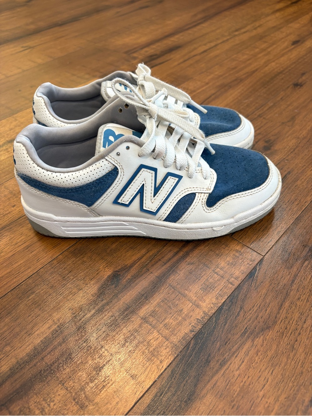 New Balance Unisex 480 Lifestyle Size 4.5 Youth White Blue Suede BB480LCB